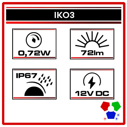LED Modul 0,72W 12VDC IP67 160° Grad Linse - Iko3